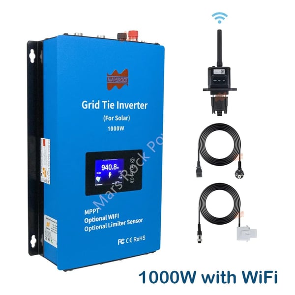 Sol inverter, indbygget WiFi, LCD-skærm,230V, 24V, 1000W med WiFi