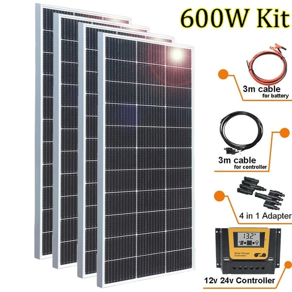 Solpanel, Høj Effektivitet, Holdbar Konstruktion,600w 4stk 150w sæt