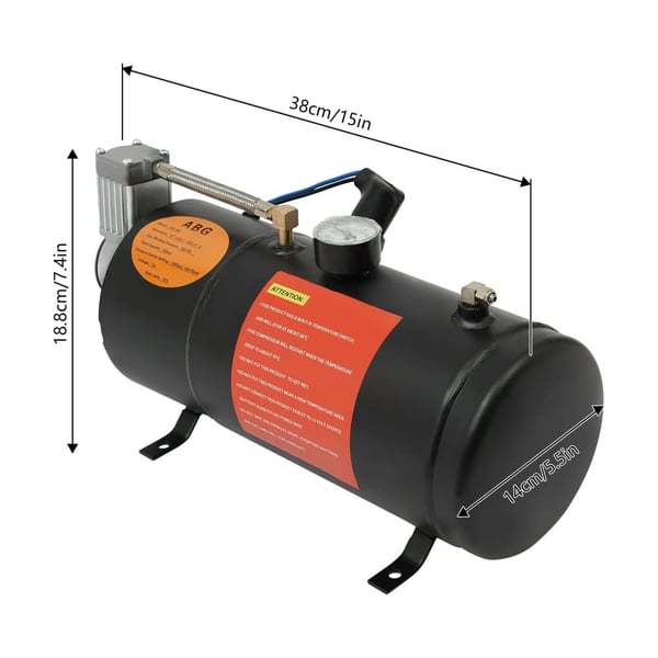 Luftkompressor med tank, 150 PSI maks. tryk, 0,79 gallons kapacitet, kompakt design,sort