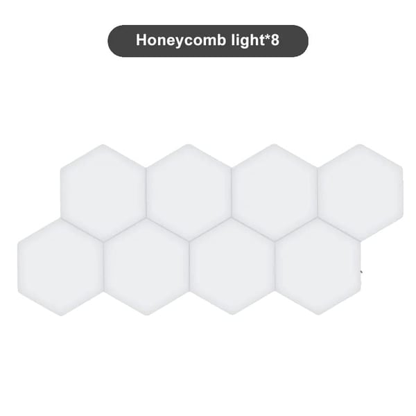 Modulære hexagonale LED væglamper, berøringsfølsom kontrol, nem installation,8, EU