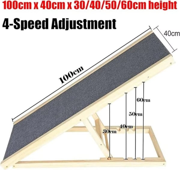 Hund Ramp, Justerbar Højde, Skridsikker Design,100cm