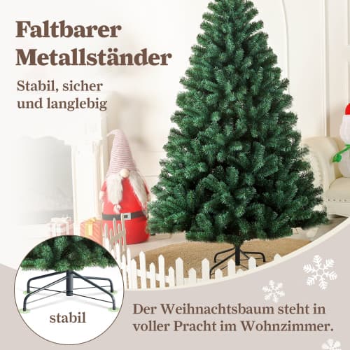 Tekok Christmas-puu, lämmin valkoinen LED-valo, kestävä PVC-rakenne,1.8M