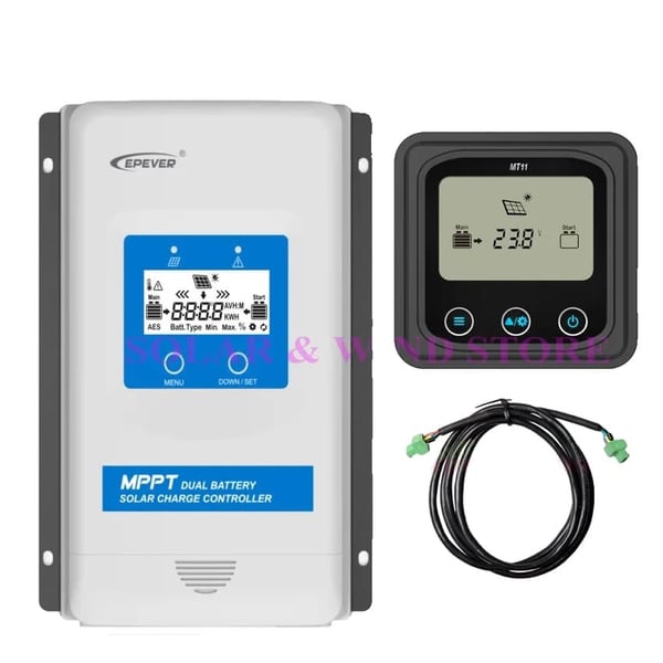 Dual Battery MPPT Solarkontroler, Maksimal Strøm 10A, Automatisk Batterigenkendelse, Realtidsovervågning,12v 24v auto, DR2210N-DDS (20A)