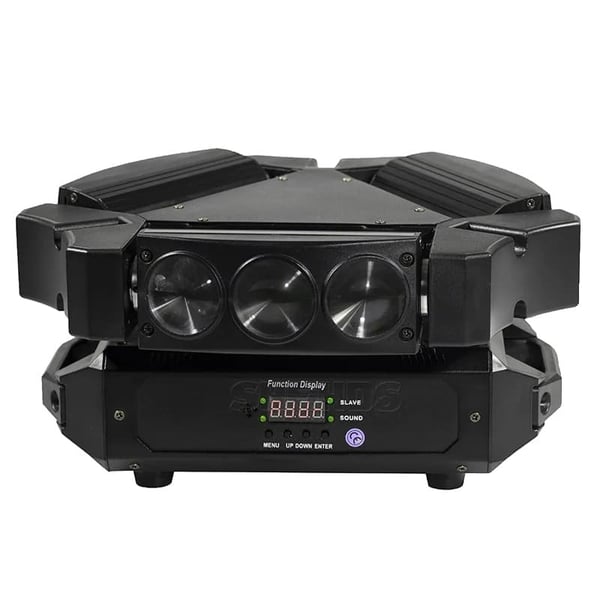 LED Beam Spider, RGBW 4in1, 360° panorering, 145° hældning,Farverig, EU-stik