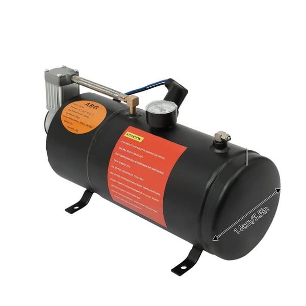 Luftkompressor med tank, 150 PSI maks. tryk, 0,79 gallons kapacitet, kompakt design,sort