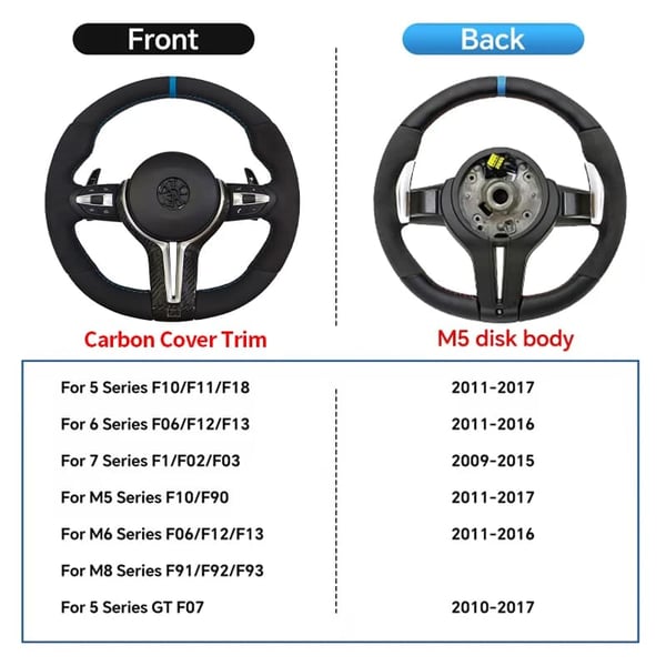 Bilrat, Læder og Alcantara, Paddle Shifter Kompatibel,M5 Carbon Cover Trim