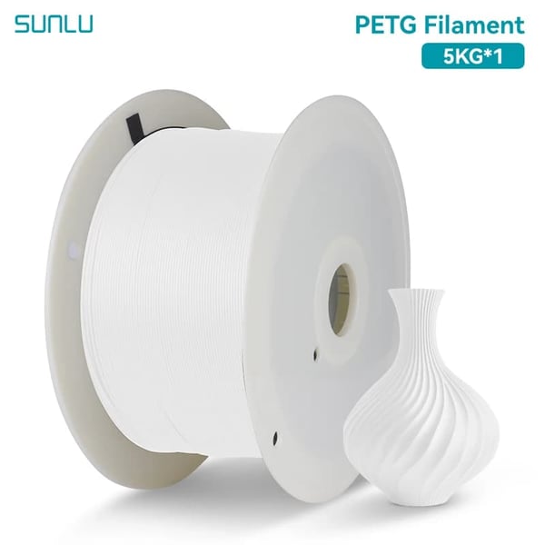SUNLU PETG Filament, 1,75 mm Diameter, 5 kg Vægt,5 kg hvid
