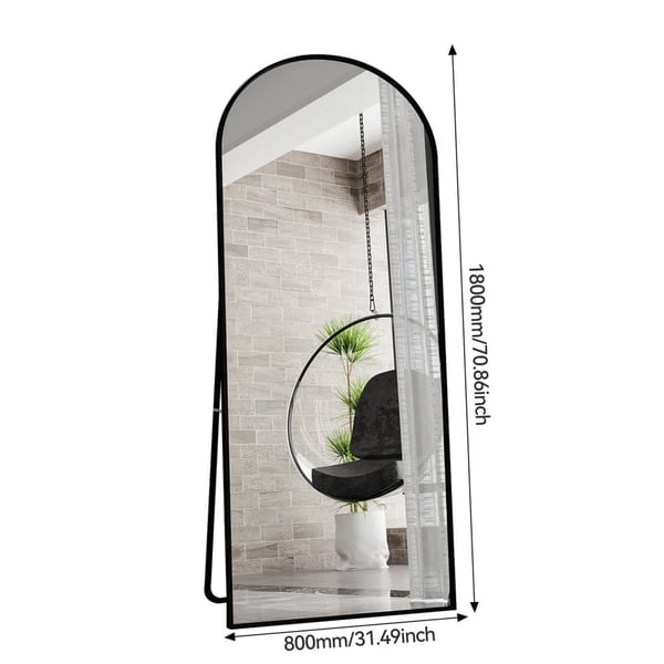 Spejl, Fritstående, Elegant Design,Sort - Buet