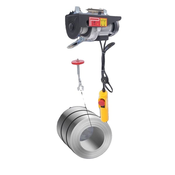 Elektrisk hejseværk, 550W effekt, 125kg belastningsevne, 18m ståltrådslængde, 220V spænding, 34*13*13.5cm størrelse
