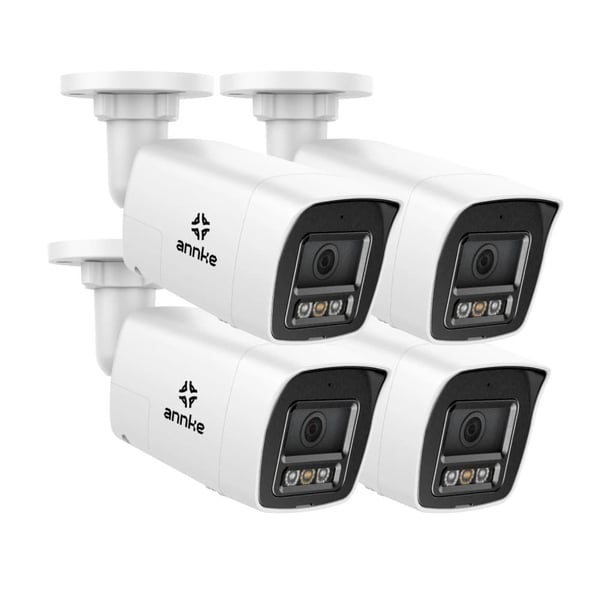 4K Ultra HD POE Netværk Video Sikkerhedskamera, Menneske- og Køretøjsdetektion, To-Vejs Lyd, IP67 Vandtæt Klassificering,4Pcs Kamera-a