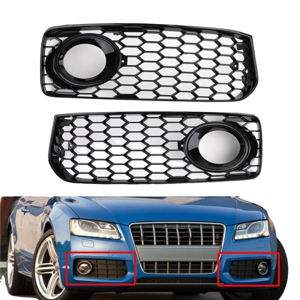Tågeforlygter Gitter, ABS Plast, 46cm x 15,5cm, Audi A5 S-Line Kompatibilitet, Sort Farve, Holdbart Design