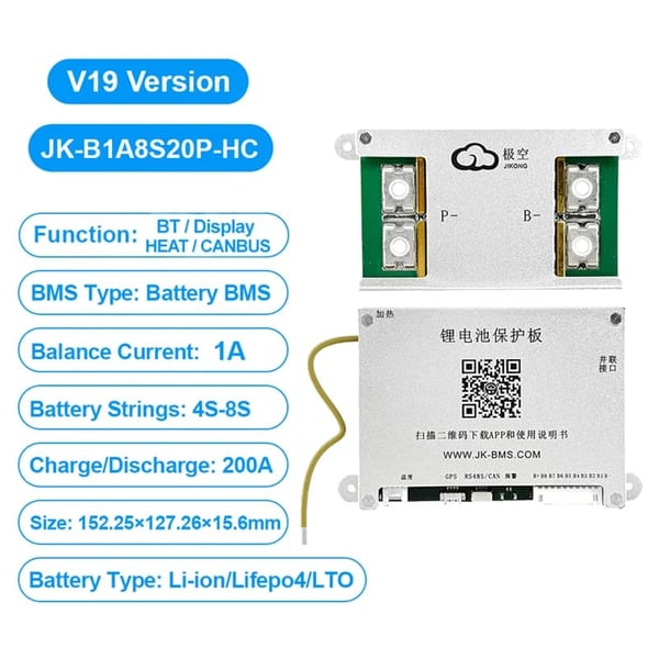 Batteristyringssystem, Aktiv Balancering, Smart Enhedsintegration,JK-B1A8S20P-HC