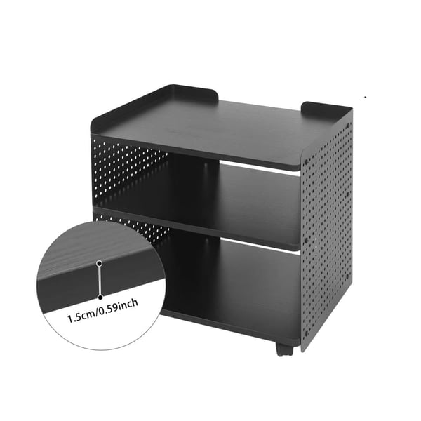 Printer Stand, 3-lags design, justerbar opbevaring,sort