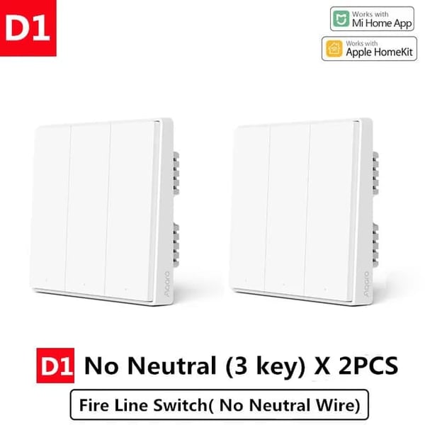 Smart Switch, Zigbee-forbindelse, Fjernbetjening, D1 Ingen Neutral 3KX2