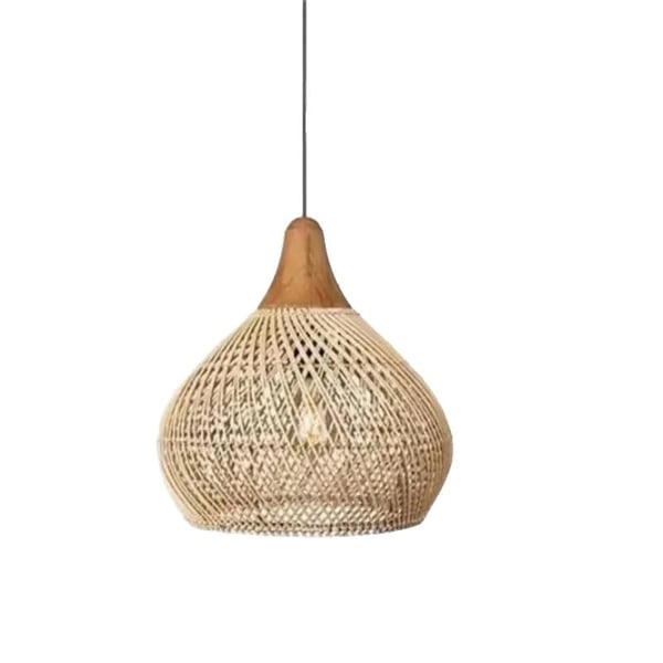 Rattan Lampskärm, Sladd Pendellampa, Japansk Stil, D50, Ingen glödlampa