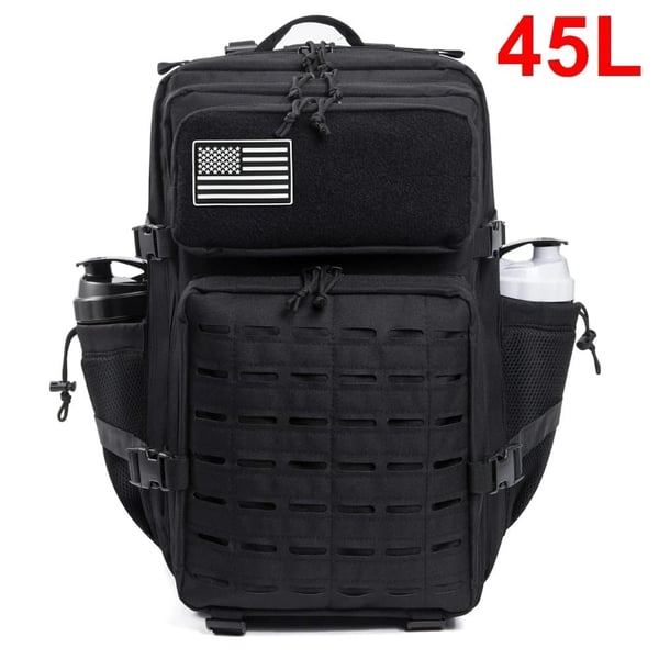 Taktisk Militær Rygsæk, 45L Kapacitet, Holdbart Polyester Materiale,45L Sort