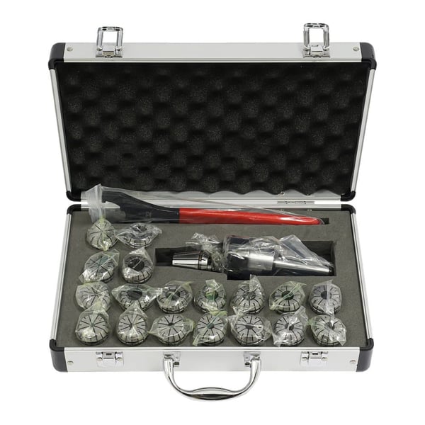 Fräsmaskin Chuck-set, 19 delar, ER32 Chuck-typ, Precision 0,015 mm, Total Chuck-storlek 121 mm x 50 mm, Hållbar konstruktion av stål och aluminium