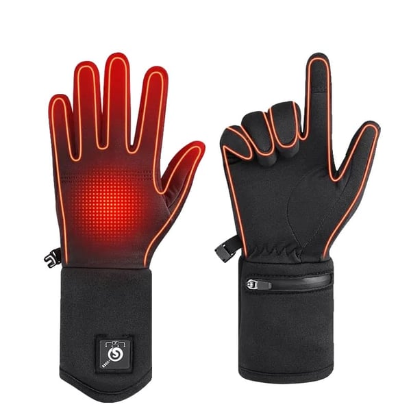 Opvarmede handskeforinger, genopladeligt batteri, tyndt design, Sort, XL XXL
