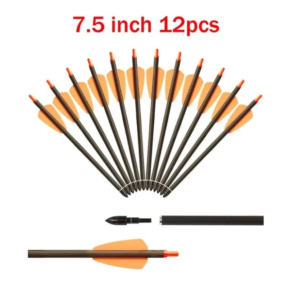 Kulstof Krydsbue Pilebolte, 75/15 Tommer, 2 Fjer., , 7.5inch 12pcs orange