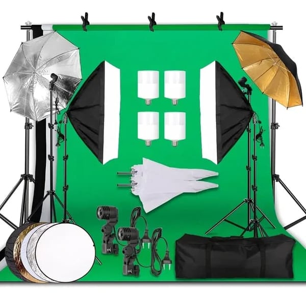 Fotograferingslys Kit, Softbox Støtte Ramme, 3 Stk Baggrund, Photo Studio Kit 36