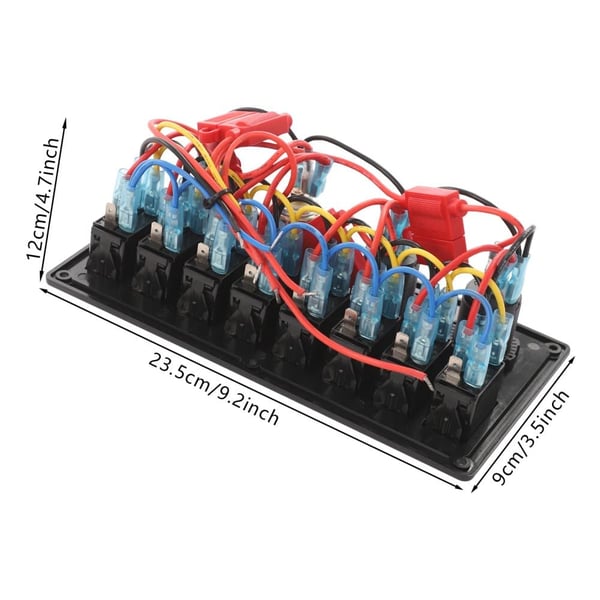 Rocker Switch Panel, 8 Kontakter, Dobbelt USB Opladning,Rød