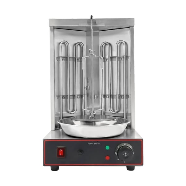 Elektrisk Shawarma Grillmaskine, 3000W Effekt, Automatisk Rotationsdesign,Sølv