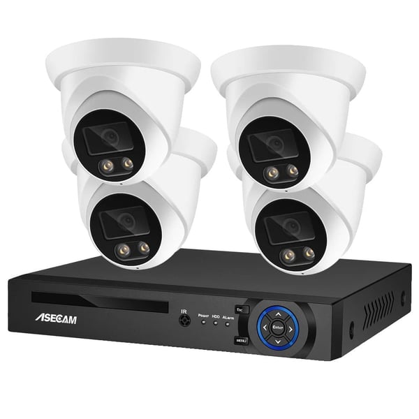 Sikkerhedskamera system, 8MP 4K opløsning, AI farve natvision, , 4CH NVR and 4 Camera, 2T