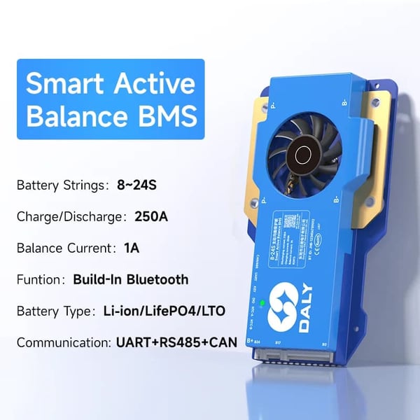 Smart Active Balance BMS, 4~24S, Indbygget Bluetooth, Opladnings/afladningsmuligheder,8S-24S 250A BMS CAN