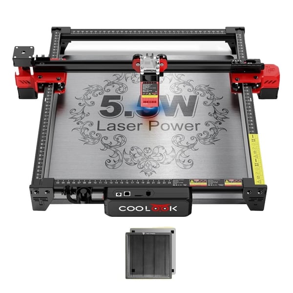 Coolook Lasergravering Maskine, 90W Kraft, Høj Præcision Gravør til Træ, Akryl og Mere,EU Stik, 90 watt CK1-55, Pakke 1