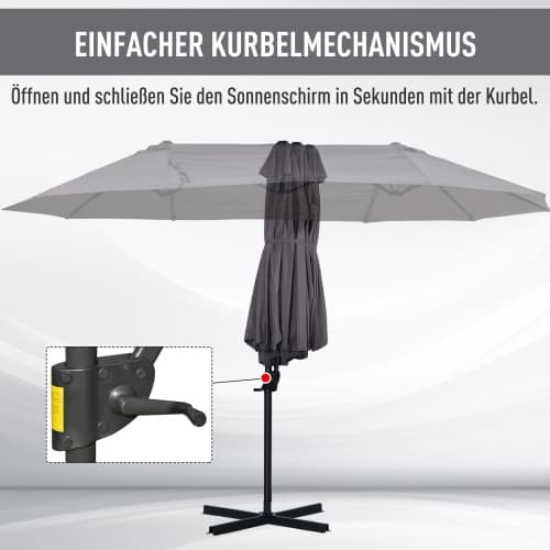 Solskærm Parasol, Metalramme, 440 cm Bredde, 270 cm Dybde, 250 cm Højde, UV Resistens