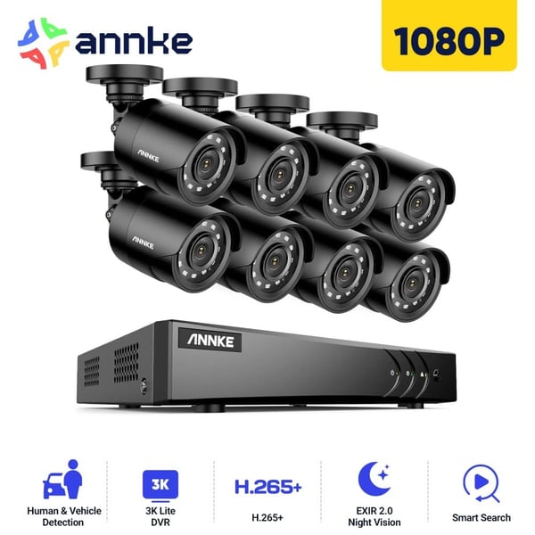 Videoovervågningssystem, 2MP opløsning, 8 kamera understøttelse,8PCS -kameraer 51bh, Ingen