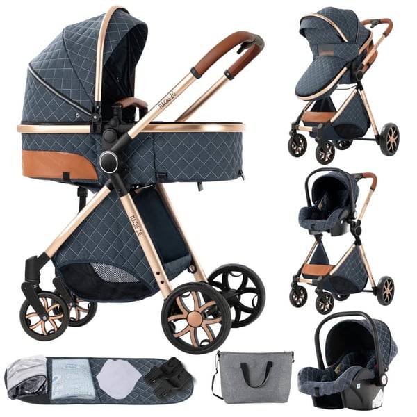 Pram, Kompakt Sammenfoldelig Design, Letvægts for Nem Transport,XV9-BLUE