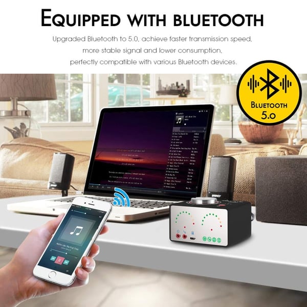 Bluetooth Effektforstærker, 50W x 2 Udgange, Flere Indgangsmuligheder, Kompakt Design