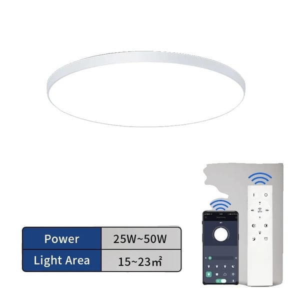 LED Smart Loftlampe, APP og Fjernbetjening, Dæmpbar Farvetemperatur, Fugtsikker Design,1Stk-50W
