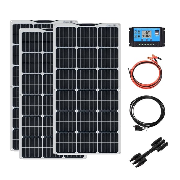 Fleksibelt solpanel kit, 200W effektudgang, høj effektivitet, perfekt til brug i autocampere og off-grid anvendelse,300W Kit300W Sæt