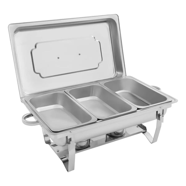 Chafing Dish Buffet Sæt, 3 Rum Design, Praktisk Serveringsløsning,Sølv