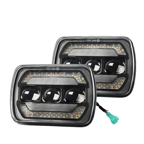 Forlygtesamling, 6500 LM Output, IP67 Vandtæt,6500K, 1Par 5x7 Hovedlys