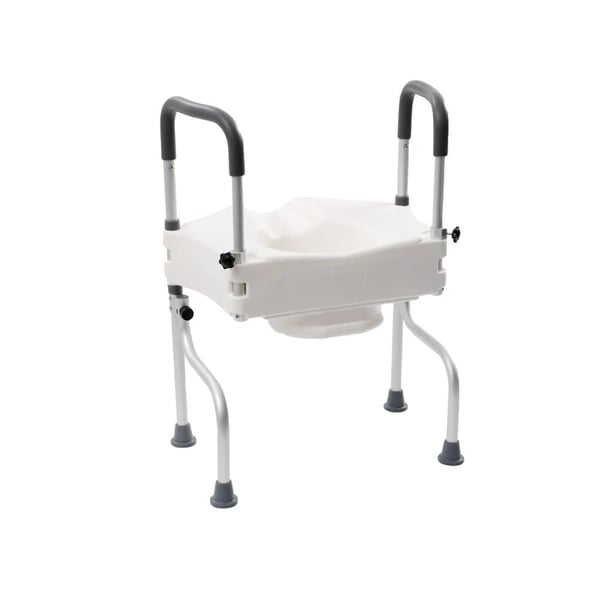 WC-istuimen koroke, käsinojat, nostokorkeus 43-53 cm, kantavuus 150 kg, VALKOINEN