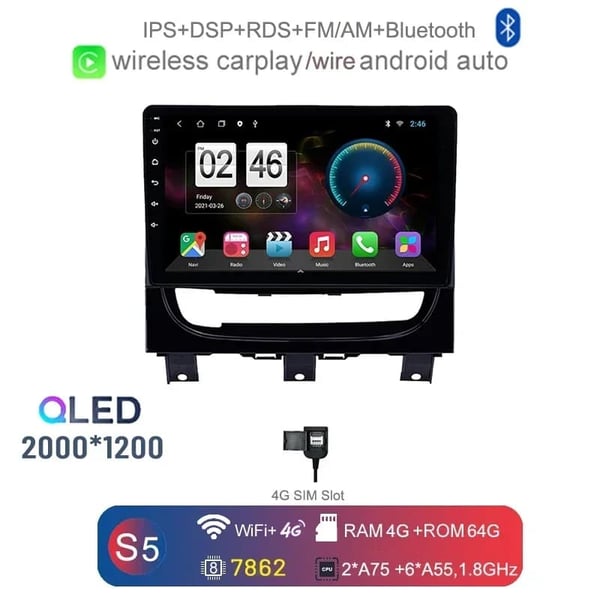Bil DVD-afspiller, 9 Tommer Skærm, Kompatibel Med Fiat Strada Idea 2012-2016, Multimedia Support,4G 64G Trådløs Karpe