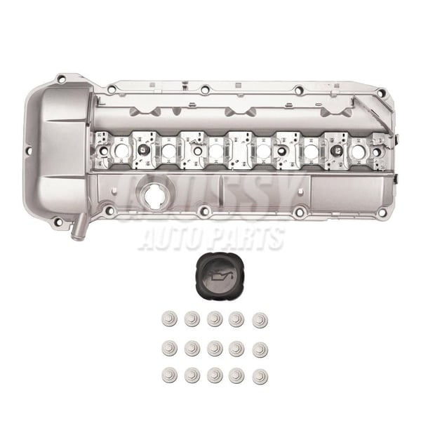 Aluminium Ventildeksel, Passer til Luksus Sedan E39 E46, M52 M54 Motorer, OEM Nummer 11121432928, Inkluderer Pakning og Oliehætte