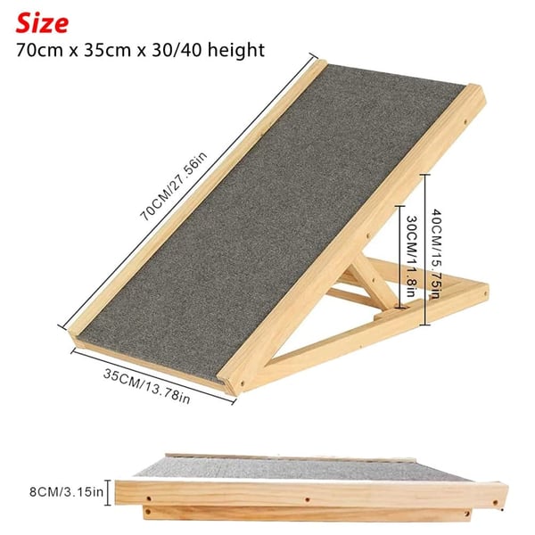 Kæledyrsramp, Justerbar Højde, Foldbart Design,70cm (2 Højde)