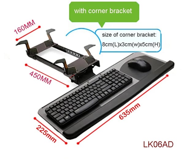 Håndledsstøtte til tastatur, ergonomisk design, justerbar hældning og drejning,LK06AD