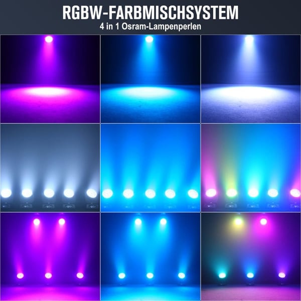 Bevægelseshovedlys, RGBW LED, DMX Kontrol,EU stik