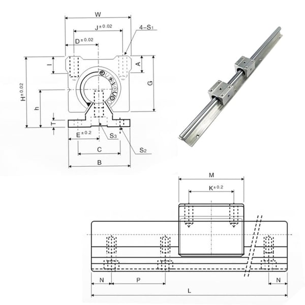 Lineaarikisko, SBR12, CNC-osat, 1500mmSBR12