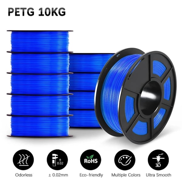 3D Filament, Biologisk nedbrydelig, Fremragende sejhed,PETG Blå 10 Ruller