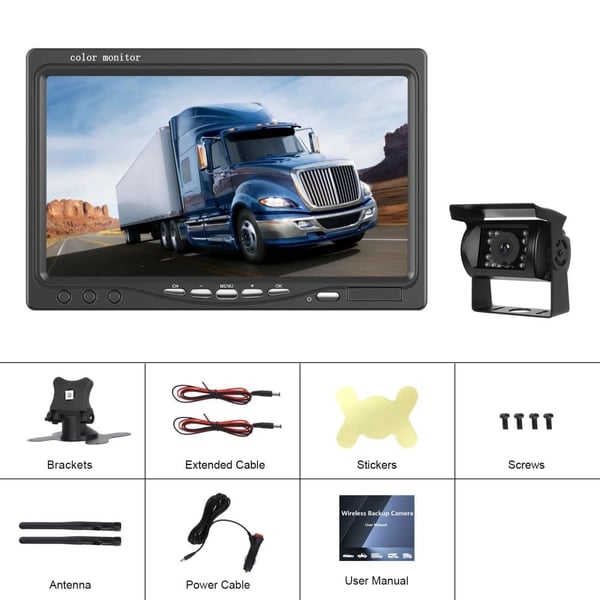 Trådløst Backup Kamera System, 7" HD Skærm, 1080P Opløsning,Skærm med kamera