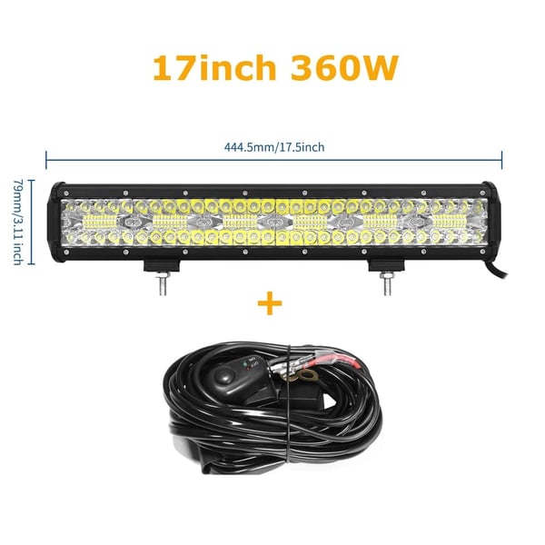 LED Lysbar, Høj Lysstyrke, Vandtæt Design,17in 360W med ledning