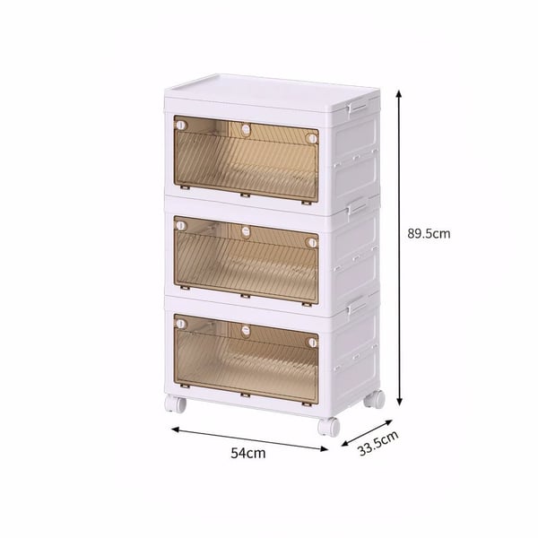 Opbevaringsskab, Foldbart Design, Nem Mobilitet,3 niveauer opbevaringskasser