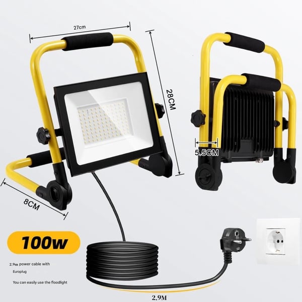 LED Arbejdslys, Høj Lysstyrke, Bærbart Design,100W