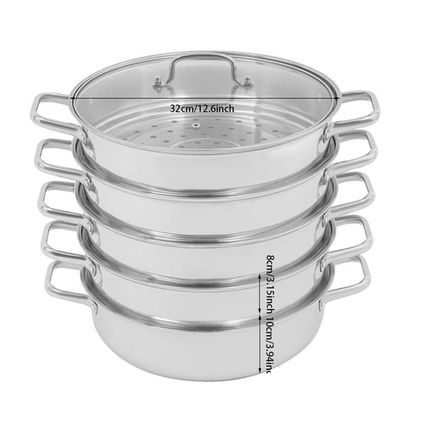 Stabelbar Dampkoger, Multi-Niveau Design, Alsidig Madlavningskompatibilitet,32cm